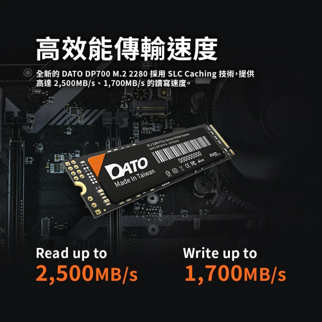 【DATO 達多】DP700 2TB M.2 2280 PCIe Gen3x4 SSD 固態硬碟｜高速讀2500MB/s｜五年保固