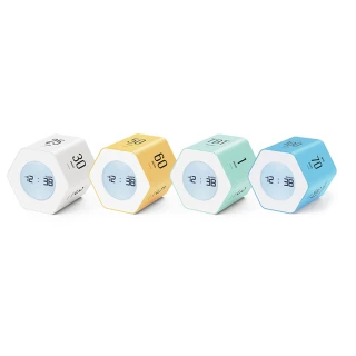【Mooas】韓國六角轉轉專注定時器2件組(番茄鐘、時鐘、商務、運動健身、自律養成、日常烹飪)