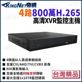 【KINGNET】帝網 KingNet 800萬 H.265 4路主機 台製 數位錄影主機 DVR 5824(監視器主機)