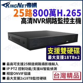 【KINGNET】帝網 KingNet 800萬 16路網路監控主機 AI智能偵測 NVR 台製 監視器主機 5825(監視器主機)