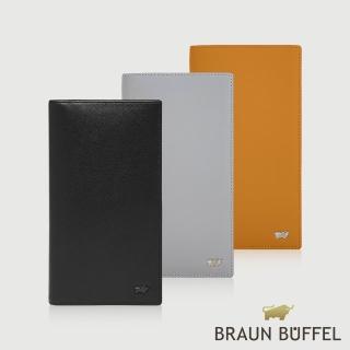 【BRAUN BUFFEL 德國小金牛】台灣總代理 瓦拉頓-A 16卡兩折長夾-黑色/石灰白/古金黃(BF568-631-BK/CGY/IG)