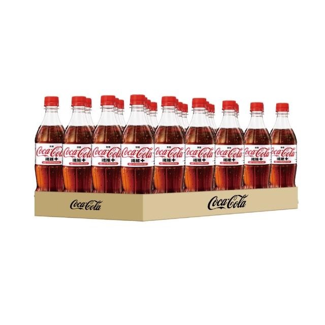 【Coca-Cola 可口可樂】纖維+寶特瓶600mlx1+1箱(共48入)