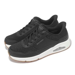 【SKECHERS】休閒鞋 Uno-Banksia Slip-Ins 男鞋 黑 白 膠底 氣墊 運動鞋 健走(183022-BLK)