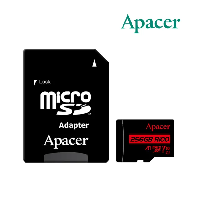 【Apacer 宇瞻】256GB MicroSDXC U1 V10 A1 R100 記憶卡(100MB/s 含轉R)