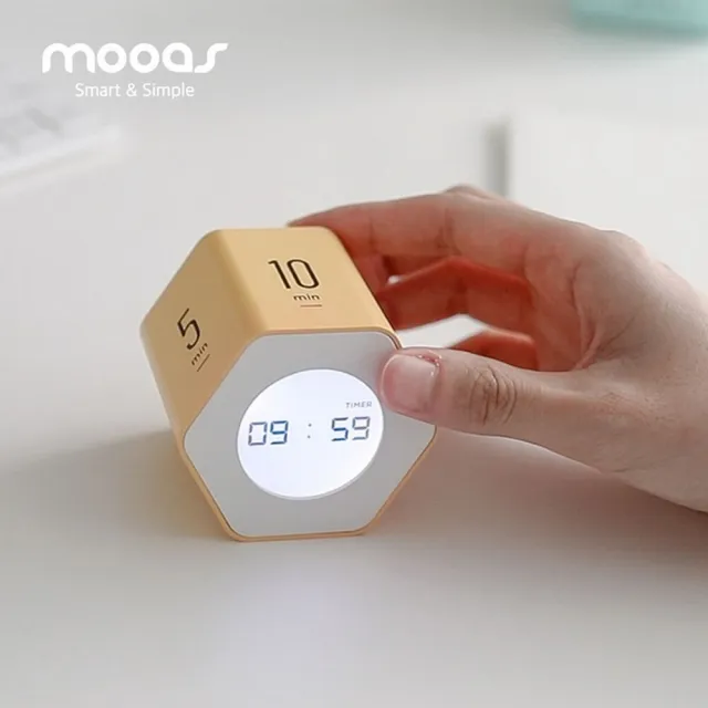 【mooas】台灣總代理 韓國六角轉轉專注定時器 番茄鐘 時鐘 商務 運動健身 自律養成 日常烹飪