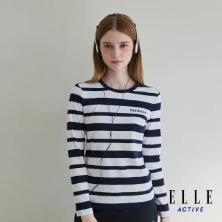 【ELLE ACTIVE】女款 經典法式橫條紋長袖T恤-深藍色(EA25A1W1703#39)
