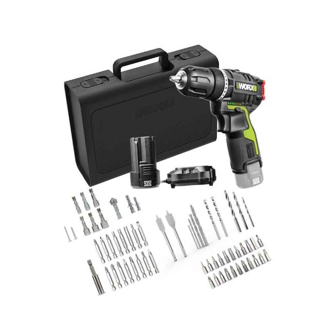 【WORX 威克士】12V/10mm無刷鋰電2段震動電鑽 81附件套裝(WU131X.5)
