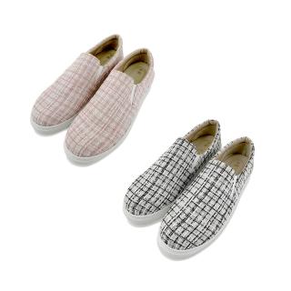 【FUFA Shoes 富發牌】格調花呢懶人鞋-黑/粉 1BC101(懶人鞋女/休閒鞋)