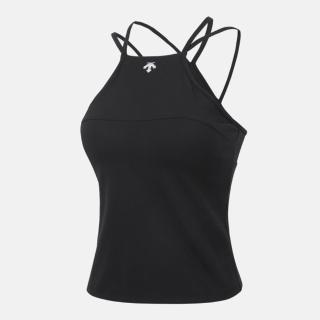 【DESCENTE】迪桑特 背心 女 細肩帶背心 WOMENS MEDIUM SUPPORT 黑 SQ322PBR73-BLK0