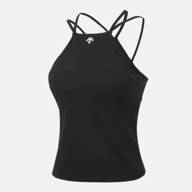【DESCENTE】迪桑特 背心 女 細肩帶背心 WOMENS MEDIUM SUPPORT 黑 SQ322PBR73-BLK0