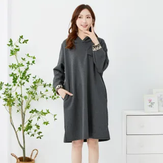 【betty’s 貝蒂思】袖口字母拼接連帽洋裝(灰色)