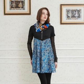 【ICHE 衣哲】Cop.Copine 法國原裝進口花卉拼接拉鍊洋裝