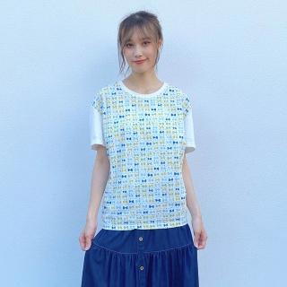 【Hana Mokuba】花木馬日系女裝滿版蝴蝶結印花圓領上衣(T恤)