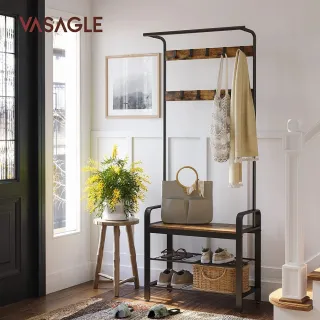 【hoi! 好好生活】VASAGLE 工業風玄關0.7M衣帽鞋架-鐵銹棕 HSR40B(租屋族/DIY家具)