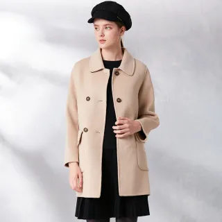 【GLORY21】網路獨賣款-etc.優雅經典雙排扣雙面毛呢手工大衣(杏色)