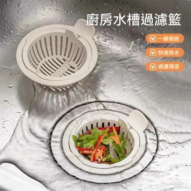 【茉家】一鍵清潔PP材質水槽過濾網(1入)