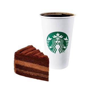 【STARBUCKS 星巴克】美式蛋糕組合(大杯美式咖啡+經典咖啡松露生巧克力蛋糕)