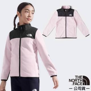 【The North Face】童/女 Icon 控溫快乾立領抓絨刷毛外套/中層衣夾克(8DU5-E93 暮櫻粉/宇宙黑)