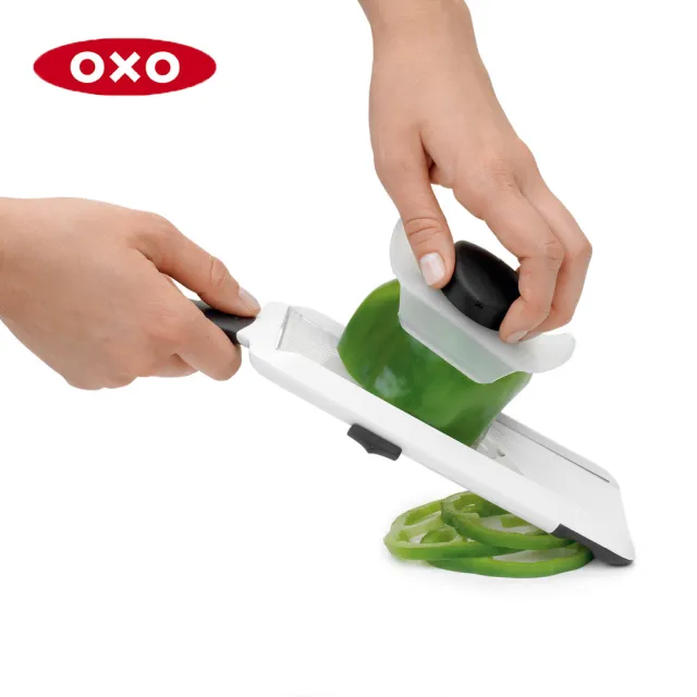 【OXO】可調式蔬果削片器 切片器 刨片器(厚度可調 鋒利滑順 附安全鎖與固定蓋)
