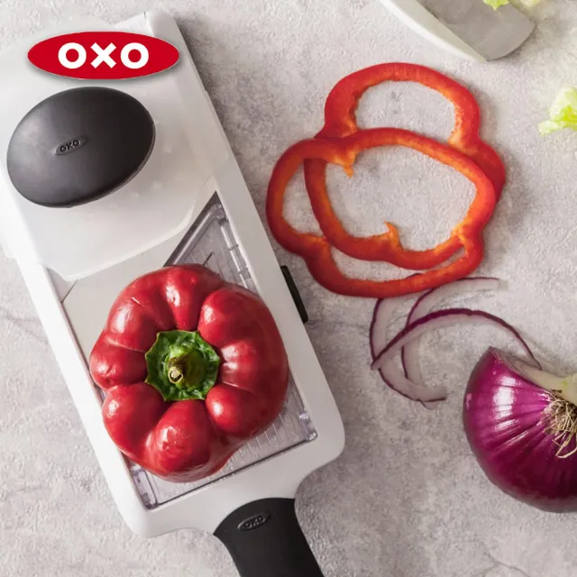 【OXO】可調式蔬果削片器 切片器 刨片器(厚度可調 鋒利滑順 附安全鎖與固定蓋)