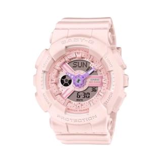 【CASIO 卡西歐】BABY-G 柔和色彩 俏皮可愛 雙顯錶款 粉 BA-110AH-4A 43.4mm