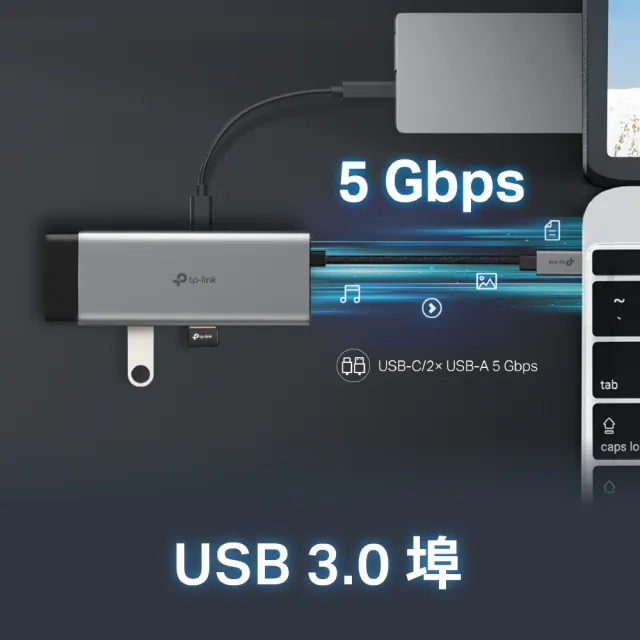 【TP-Link】UH7020C Type-C 7合1多功能轉接器 7埠HUB集線器 HDMI USB3.0 PD快充(100W)