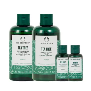 即期品【THE BODY SHOP 美體小舖】茶樹深層淨膚調理組(調理水250ml+60ml+潔面膠250ml+60ml)