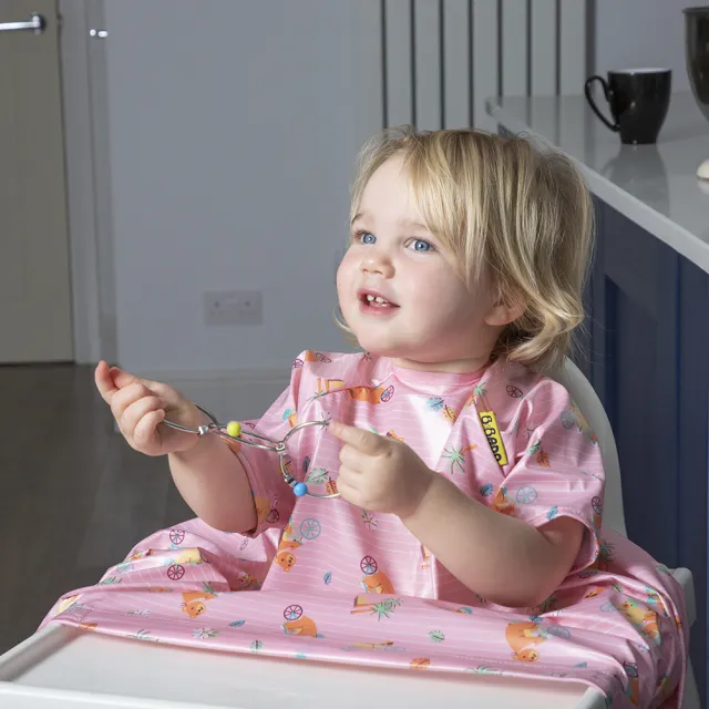 【英國BiBADO】防髒防水圍兜 短袖 副食品階段用(兒童畫畫衣/可結合學習餐具)