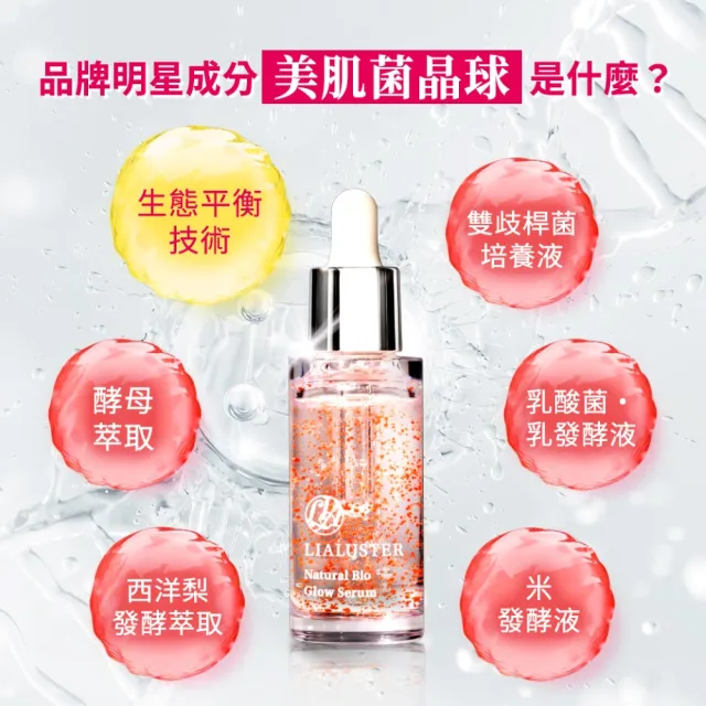 【LIALUSTER 亮姿堂】美肌菌晶球撫紋精華27mLx3(女人我最大強推/美菌露/撫紋/美白淡斑/神經醯胺/菸鹼醯胺)