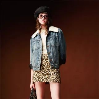 【mia mia】針織翻領刷色牛仔外套