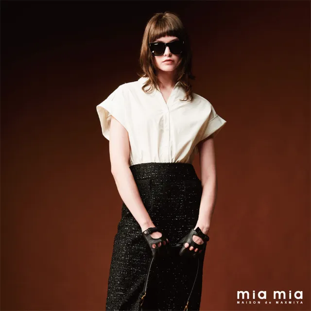【mia mia】無肩線小蓋袖羅紋上衣