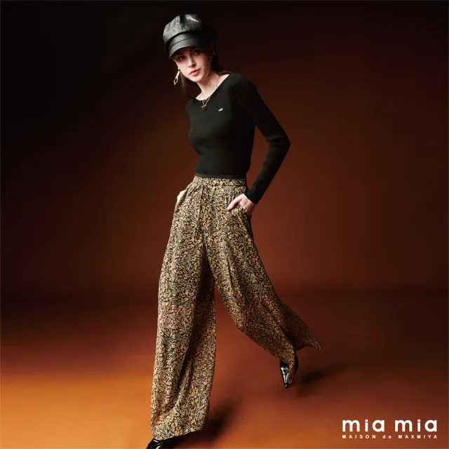 【mia mia】抽象豹紋寬口褲