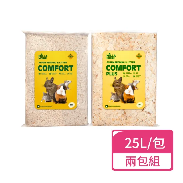 【MOMI 摩米】美麗多木刨花 25L/包 兩包組 兩種可挑選(小動物墊材 倉鼠墊材 木質墊料)