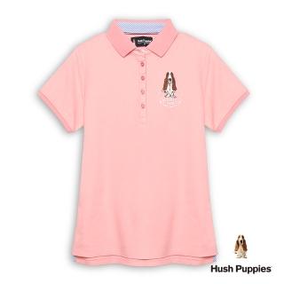 【Hush Puppies】女裝 POLO衫 經典品牌印花刺繡狗短袖POLO衫(淺粉紅 / 54201101)