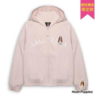 【Hush Puppies】女裝 外套 簡約英文刺繡狗防潑水休閒外套(淺粉紅 / 54217901)