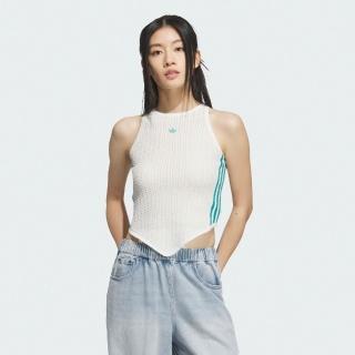 【adidas 愛迪達】背心 女 慢跑 三葉草 NEW CN TANK 米白綠 KC5850