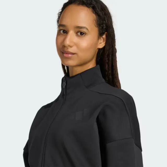 【adidas 愛迪達】外套 女 運動立領外套 W Z.N.E. TT 黑 JW7778