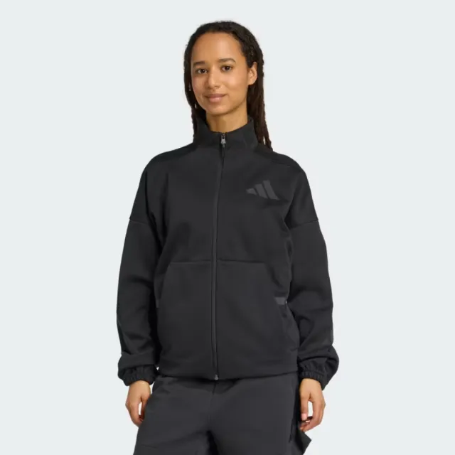 【adidas 愛迪達】外套 女 運動立領外套 W Z.N.E. TT 黑 JW7778