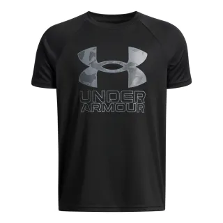 【UNDER ARMOUR】UA 男童 TECH HYBRID PRINT 短袖T-Shirt_1387036-005(黑色)