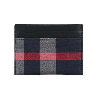 【BURBERRY 巴寶莉】BURBERRY 拼接格紋卡夾(深藍x灰格紋/男款)