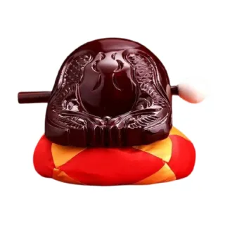 【CLEAN 克林】4寸暗紅香樟木雕刻木魚套組(木魚 實木佛具 手工精雕 音質清脆圓潤 家用 寺廟 TV070)