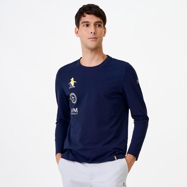 【Munsingwear】企鵝牌 網路獨家 男款藏青色 企鵝總動員圖案設計長袖T恤 MGWL2804