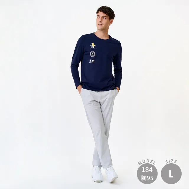 【Munsingwear】企鵝牌 網路獨家 男款藏青色 企鵝總動員圖案設計長袖T恤 MGWL2804