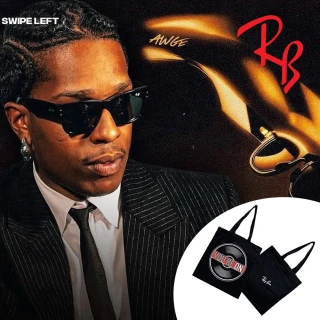 【RayBan 雷朋】A$AP聯名款 Mega wayfarer 寬版太陽眼鏡 RB0840SF 6826J5 公司貨