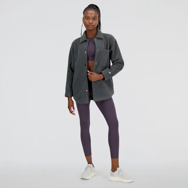 【NEW BALANCE】NB 外套 女款 襯衫外套 寬鬆 刷毛 美規 灰 WJ33513ACK