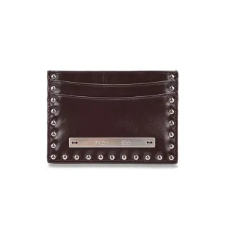 【MATIN KIM】官方旗艦 鉚釘飾邊細標卡夾(棕色)