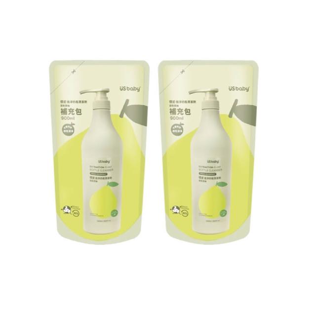 【US BABY 優生】植淨西柚奶瓶清潔劑補充包900ml；2包(奶瓶清潔 玩具清潔 奶瓶清潔劑)