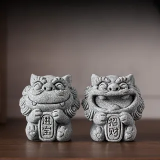 【上手家居】開運風獅爺招財擺飾(招財擺件/風水擺件/石獅子)