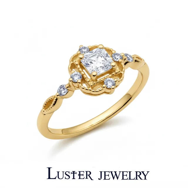 【Luster】38女王!培育鑽石 20分 D/VS 公主方 蕾絲 純銀 鑽石戒指-任選(閃耀培育鑽石專屬寵愛只為妳綻放)