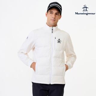 【Munsingwear】企鵝牌 男款白色簡約異材質剪接輕羽絨外套 MGWL6604